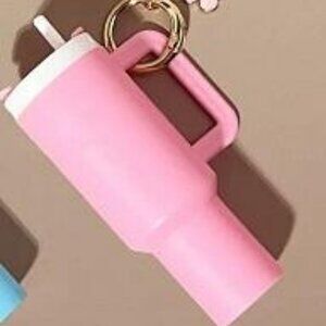 Cup Keychain With Flower Charm NIP